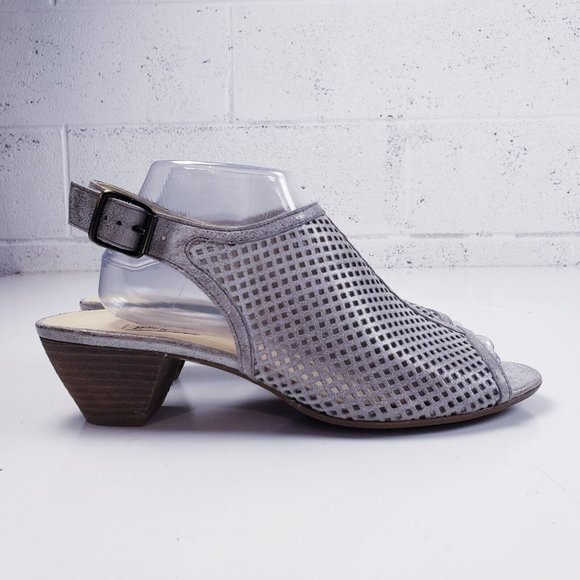 Paul Green Women's Lois Perforated Slingback Sandals Gray Leather Size US 10 - Picture 3 of 9